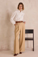 DIAMOND WHITE FLORAL EMBROIDERY COTTON BLOUSE