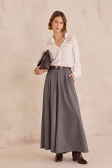 DAISY ECRU FLORAL EMBROIDERY COTTON BLOUSE