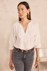 DELICATE CREAM FLORAL EMBROIDERY BLOUSE