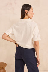 LEXY ECRU SHORT SLEEVE COTTON T-SHIRT