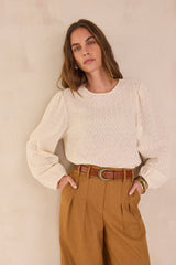 DALMA CREAM EMBROIDERED COTTON BLOUSE