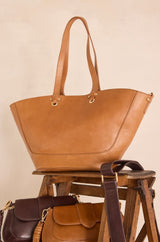 MARCEL LIGHT CAMEL LEATHER TOTE BAG