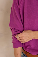 LOUISON DARK FUCHSIA HEMP AND COTTON T-SHIRT