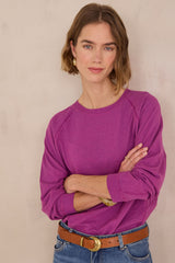 LOUISON DARK FUCHSIA HEMP AND COTTON T-SHIRT