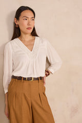DORIAN ECRU LONG SLEEVE BLOUSE