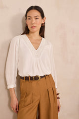 DORIAN ECRU LONG SLEEVE BLOUSE