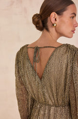 BRIGHT GOLD LONG WRAP DRESS