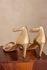 VERA GOLD HEELED LEATHER SANDALS