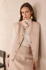 FLEUR CREAM SLEEVELESS WOOL JACKET