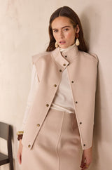 FLEUR CREAM SLEEVELESS WOOL JACKET