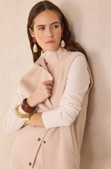FLEUR CREAM SLEEVELESS WOOL JACKET