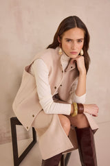 FLEUR CREAM SLEEVELESS WOOL JACKET