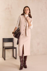 FLEUR CREAM SLEEVELESS WOOL JACKET