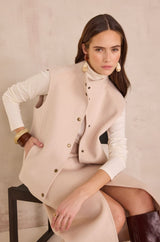 FLEUR CREAM SLEEVELESS WOOL JACKET