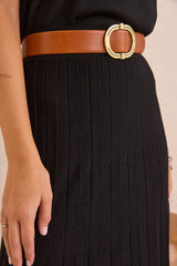 OMBRE BLACK PLEATED KNIT SKIRT