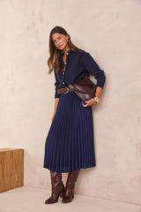 ESTHER NAVY PLEATED SKIRT