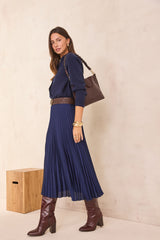 ESTHER NAVY PLEATED SKIRT