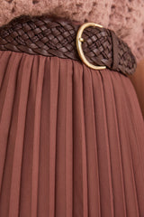 ODESSA ROSEWOOD PLEATED MIDI SKIRT