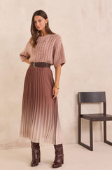 ODESSA ROSEWOOD PLEATED MIDI SKIRT