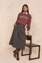 OPHELIE GREY MIDI SKIRT