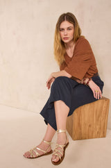 TINO INK WIDE LINEN TROUSERS