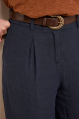 TINO INK WIDE LINEN TROUSERS