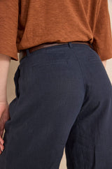 TINO INK WIDE LINEN TROUSERS
