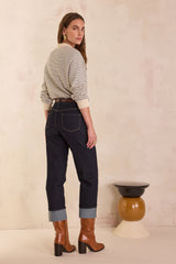 DELIA DARK RINSE TURN-UP CROPPED JEANS