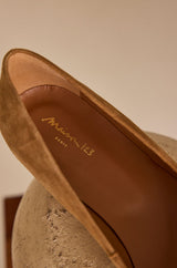 SARAH LIGHT CAMEL SUEDE BALLET FLATS