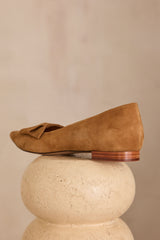 SARAH LIGHT CAMEL SUEDE BALLET FLATS
