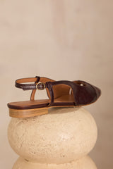 SOFIA CHOCOLATE SLINGBACK LEATHER BALLET FLATS