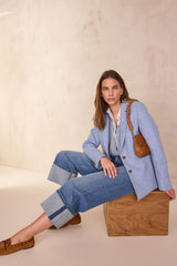 RUBY STONE USED TURN-UP CROPPED JEANS