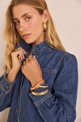 BLAKE RUFFLED COLLAR DENIM SHIRT DRESS