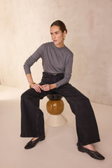 ROMAIN BLACK WIDE-LEG JEANS