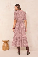 LOUMIA PRINTED WRAP LONG DRESS