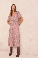 LOUMIA PRINTED WRAP LONG DRESS