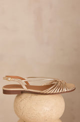 SUN GOLD IRIDESCENT FLAT SANDALS