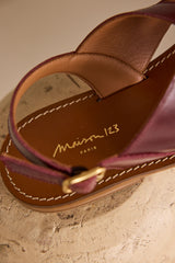 SOAN BURGUNDY FLAT LEATHER SANDALS