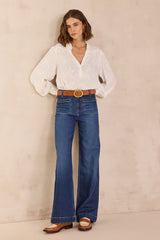 REBECCA RAW DENIM WIDE-LEG JEANS