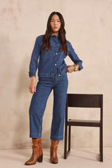 ROSIE CROPPED STRIPED STRAIGHT COTTON TROUSERS