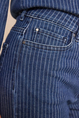 ROSIE CROPPED STRIPED STRAIGHT COTTON TROUSERS