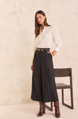 TIMEO BLACK WIDE CROPPED TROUSERS