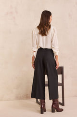 TIMEO BLACK WIDE CROPPED TROUSERS
