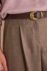 TIMEO LIGHT TAUPE WIDE CROPPED TROUSERS