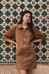 BRISE CINNAMON SUEDE LEATHER DRESS