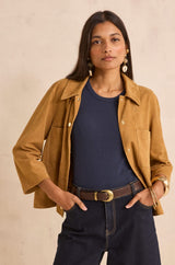 CLARA 3/4 SLEEVE LEATHER SHIRT