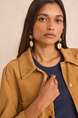 CLARA 3/4 SLEEVE LEATHER SHIRT