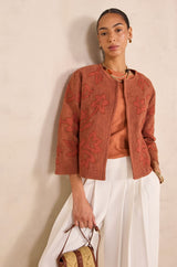 VITALIE RUST EMBROIDERED COTTON JACKET