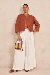 VITALIE RUST EMBROIDERED COTTON JACKET