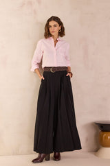 TIPHAINE BLACK WIDE-LEG TROUSERS